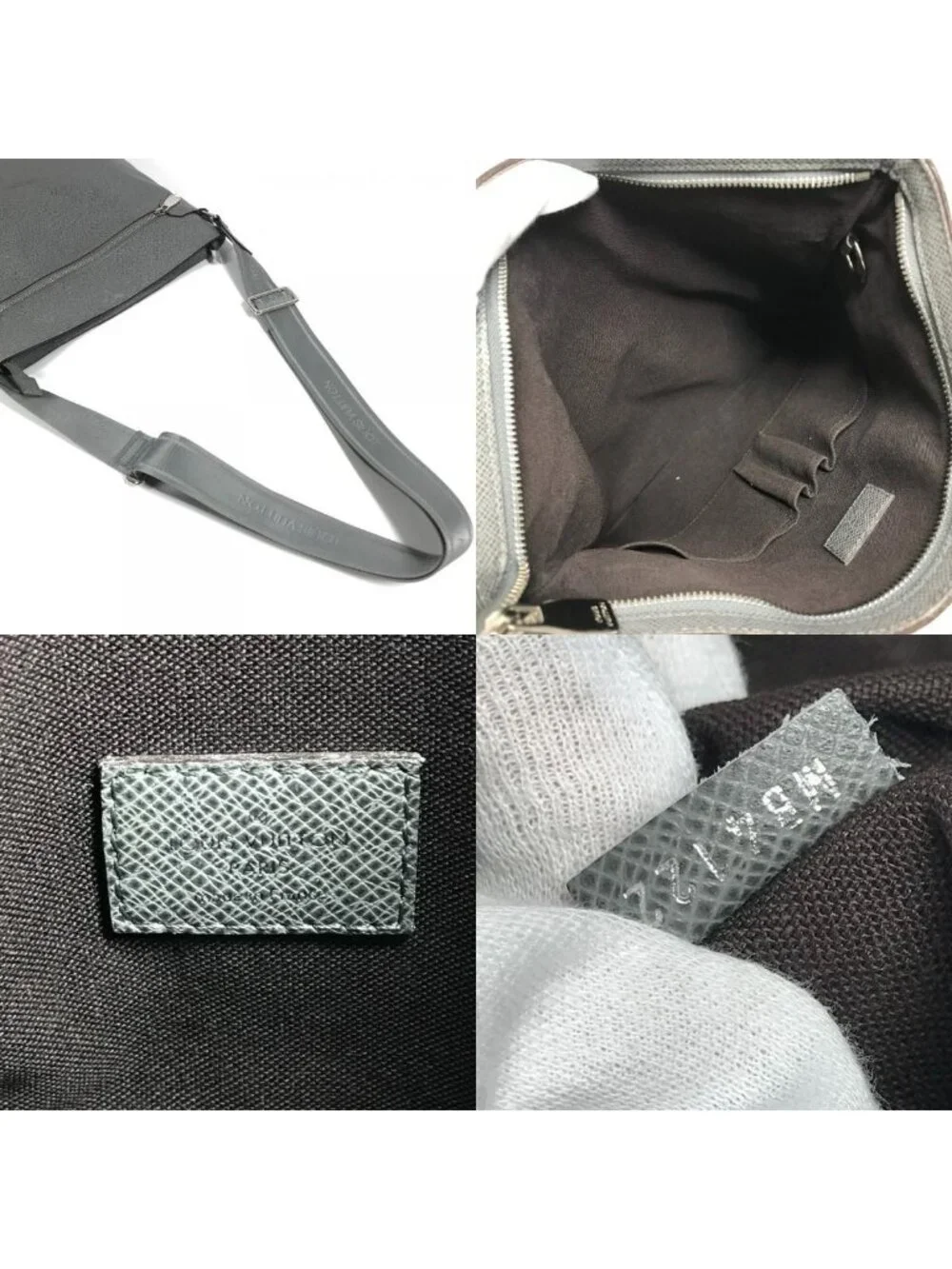 Louis Vuitton Shoulder Bag Sasha Taiga Leather Glacier Gray